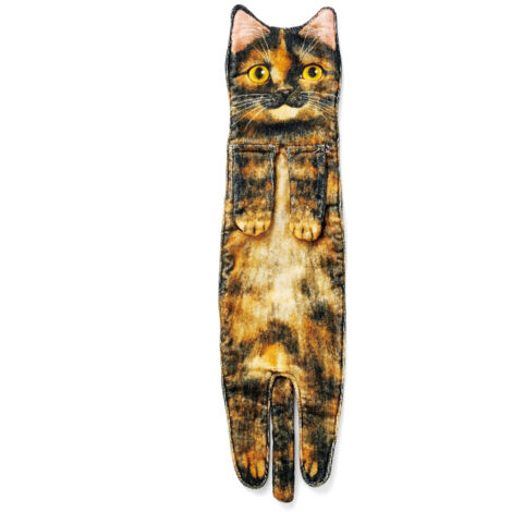 [Kätzchen-Handtuch] Dekoratives Katzenhandtuch aus Polyester-Baumwolle, 55 cm x 13 cm, 110 g, 6 Farben (Orange, Grau, Schwarz-Weiß, Braun, Weiß, Schwarz). 1 saugfähiges und strapazierfähiges Dekohandt