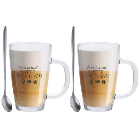 Kaffee-Set für 2 Personen, 2 Kaffeegläser + 2 Löffeln