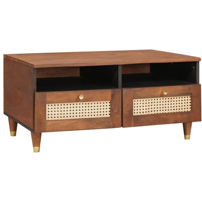 Kaffee-tische Braun 80 X 54 X 40 Cm Rohr Und Massives Mangoholz Vidaxl