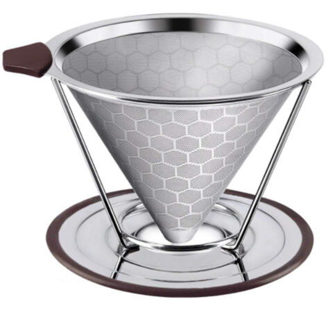 Kaffeefilter aus Edelstahl, wiederverwendbarer Dripper mit Ständer für die Überlaufmethode