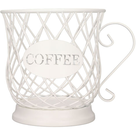 Kaffeekapselhalter aus Eisen, großes Fassungsvermögen, Kaffeeaufbewahrung, für Zuhause, Büro, weiß