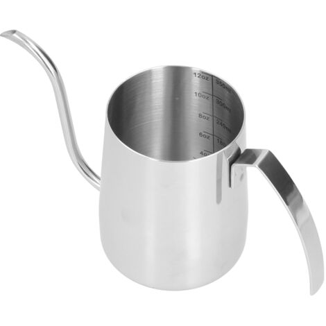 Kaffeekessel aus Edelstahl 304 mit integriertem Wasserstandsanzeiger und PTFE-Beschichtung, 350 ml Fassungsvermögen, verdickter Ausgießer für Zuhause