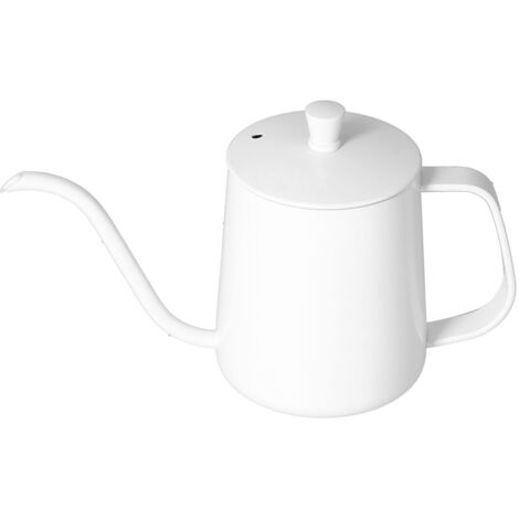 Kaffeekessel aus Edelstahl mit Filter, Schwanenhalsausguss, 600 ml, weiß, mit Deckel