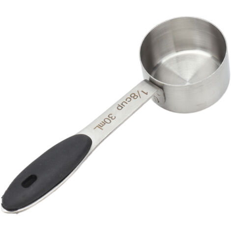 Kaffeelöffel, 30 ml Messbecher-Set (1/8 Tasse) für Kaffeebohnen, Edelstahl, Silikongriff, Milch, Puderzucker, Gewürzlöffel