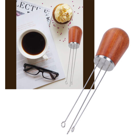 Kaffeespender mit Dosierspitzen und Holzgriff – Gleichmäßige Dosierung von Kaffeepulver – Ergonomischer Griff – Edelstahl 304 – Glatt und langlebig