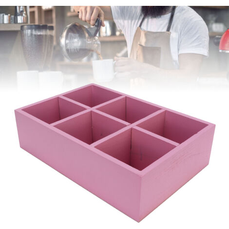 Kaffeestation-Organizer aus Holz mit 6 Fächern für Kaffeepads, Teebeutel und Zubehör – Rosa Paulownia-Design – Elegant und praktisch