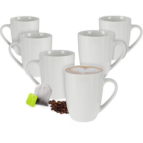 Kaffeetasse 350 ml aus Porzellan - 6er Set / weiß - Kaffeebecher Tasse Becher