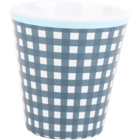 Kaffeetasse in Porzellanoptik, 260 ml, ideal für Restaurants und Schulen (Dunkelblaues Gittermuster)