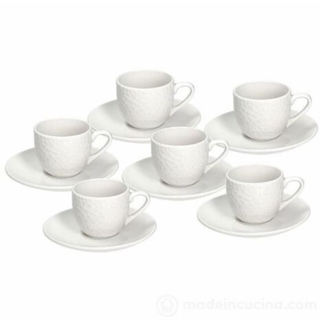 Kaffeetasse mit Untertasse aus weißem GOLF Porzellan 6er Set