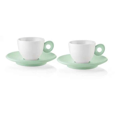 Kaffeetassen mit grüner Malvenuntertasse