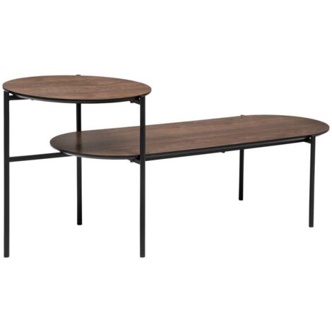 Kaffeetisch 2 Ebenen Kemi Walnussfurnier & Metall - 118x43 cm - 2 Ebenen