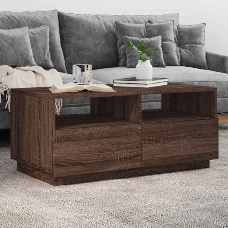 Kaffeetisch mit LED-Lichtern Eiche braun 90x49x40 cm
