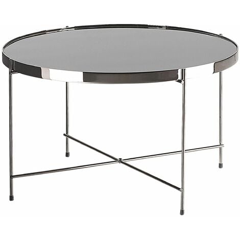 Kaffeetisch Schwarz/Silber Glas Eisen rund ⌀ 63 cm Klassisch Elegant Multifunktional Wohnzimmer