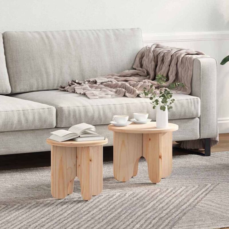 Vidaxl - Couchtisch 2 Pcs Natur 39.5 X 39.5 X 30 Cm Massivholz Kiefer