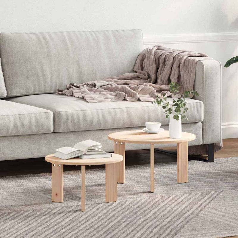 Couchtisch 2 Pcs Natur 47, 5 X 47, 5 X 27 Cm Massivholz Kiefer Vidaxl