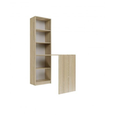 KAFFI - Scandinavian style desk with bookcase - 50x125x181 - 5 shelves