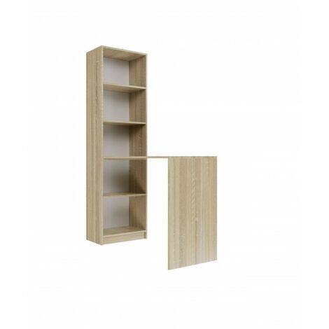 KAFFI - Scrivania in stile scandinavo con libreria - 50x125x181 - 5 ripiani