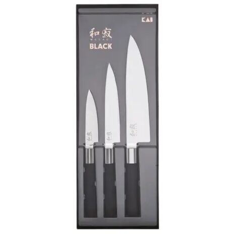 KAI Set 3 couteaux Office / Universel / Chef - Wasabi Black