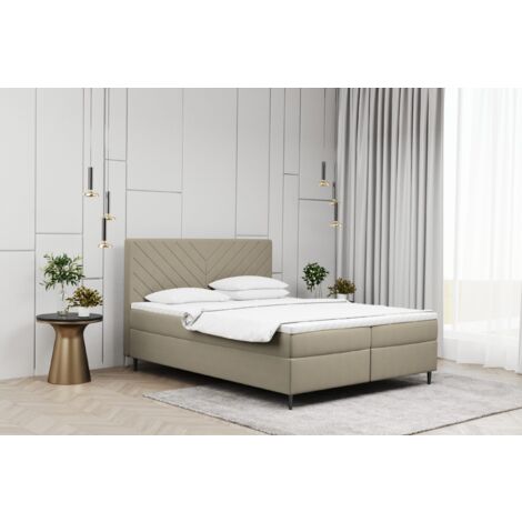 Kaiser Möbel Boxspringbett mit matratze und bettkasten, Schlafbett Vero Beige 140x200 cm