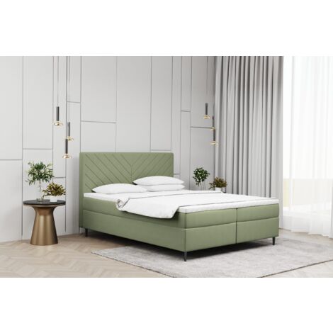 Kaiser Möbel Boxspringbett mit matratze und bettkasten, Schlafbett Vero Hellgrün 120x200 cm
