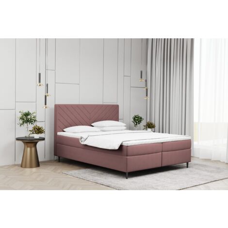 Kaiser Möbel Boxspringbett mit matratze und bettkasten, Schlafbett Vero Rosa 180x200 cm
