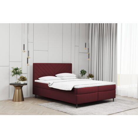 Kaiser Möbel Boxspringbett mit matratze und bettkasten, Schlafbett Vero Rot 200x200 cm
