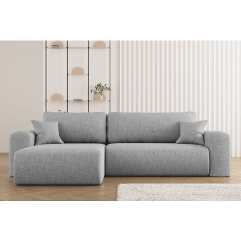 Kaiser Möbel Ecksofa mit Schlaffunktion , L-förmiges Sofa,Capri Stoff Neve Links Grau