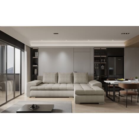 Kaiser Möbel Elegantes und modernes Ecksofa TOMI Abriamo Beige Rechts