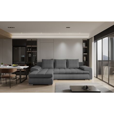 Kaiser Möbel Elegantes und modernes Ecksofa TOMI Abriamo Dunkelgrau Links