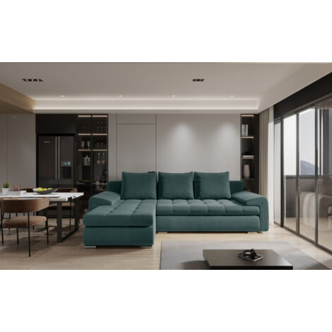 Kaiser Möbel Elegantes und modernes Ecksofa TOMI Castel Azurblau Links