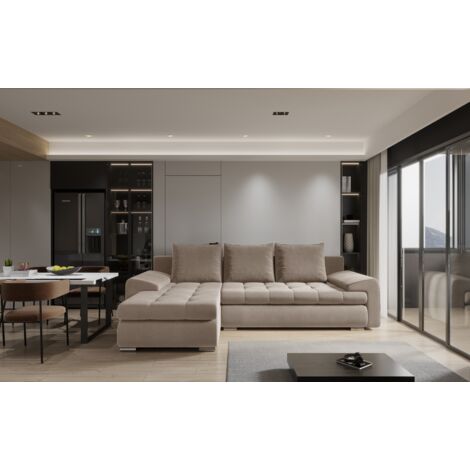 Kaiser Möbel Elegantes und modernes Ecksofa TOMI Castel Beige Links