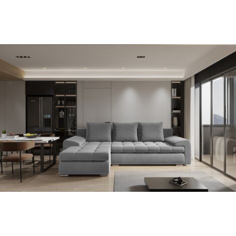 Kaiser Möbel Elegantes und modernes Ecksofa TOMI Castel Grau Links