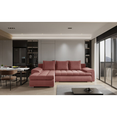 Kaiser Möbel Elegantes und modernes Ecksofa TOMI Castel Korallenfarbe Links