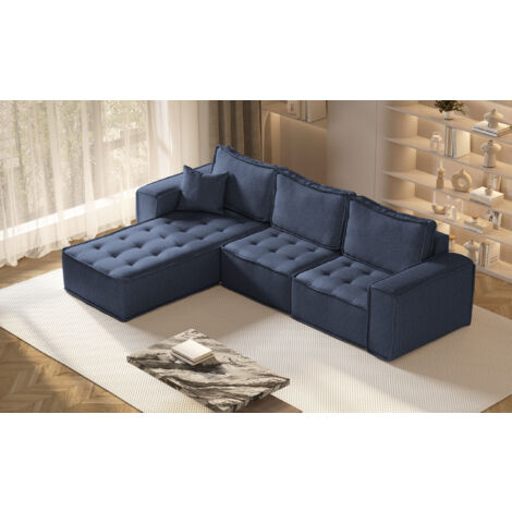 Kaiser Möbel L-förmige Bohoo-Maxi-Ecke in zeitlosem Design Blau Links