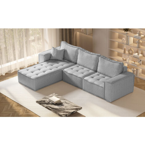 Kaiser Möbel L-förmige Bohoo-Maxi-Ecke in zeitlosem Design Grau Links