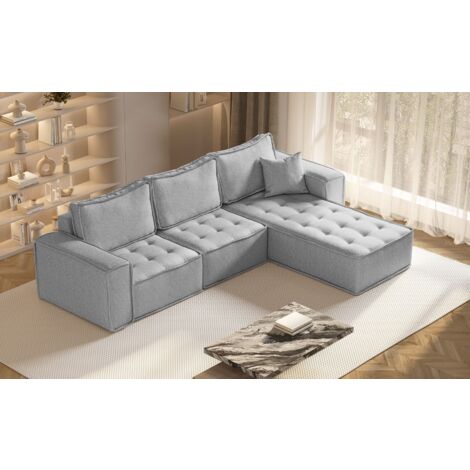 Kaiser Möbel L-förmige Bohoo-Maxi-Ecke in zeitlosem Design Grau Rechts