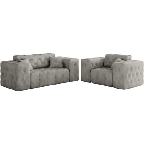 Kaiser Möbel  Lux 2+1 Sofagarnitur, elegant, klassisch, schick ,Whisper Stoff Silber