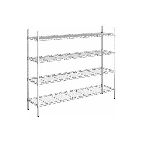 Scaffale in acciaio cromato, Mis. 120 L x 60 P x 200 H cm, 5 ripiani  robusti e regolabili