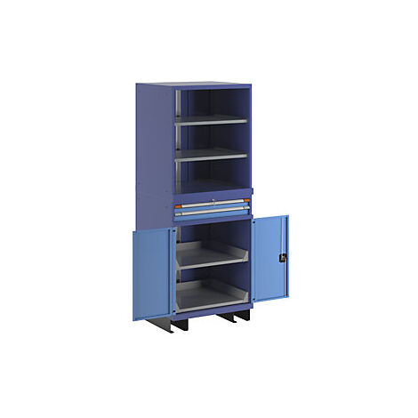 Regalschrank H2100xB805xT695mm blau NCS/hellblau NCS 2 Fbd.2 Ausz.BD,2 Schubl.