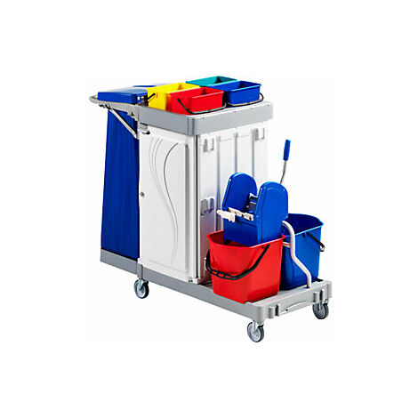 kaiserkraft  Carrello di pulizia POLY III  2 secchi da 15 l  4