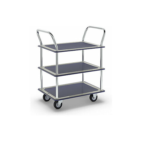 kaiserkraft  Carrello di servizio cromato  3 pianali con