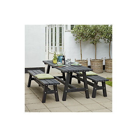 kaiserkraft  Set di tavolo e panche  tavolo  2 panche  nero 