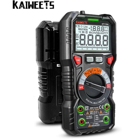 KAIWEETS HT118A NEUES Digital-Multimeter True RMS Auto Range Multimeter 1000V 10A AC DC Ohm Hz NCV Live Spannung Temperatur Messgerät