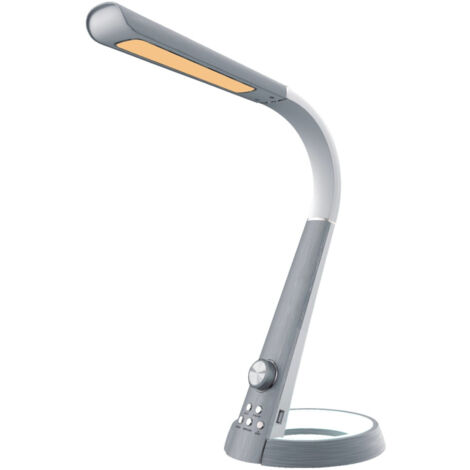 Kaja Berkane K-BL1063 Silver USB RGB LED Desk Lamp, 8W 790lm Dimmable, Adjustable 3000-6300K CCT Task Light for Office Study, Modern Minimalist with USB Charging Port