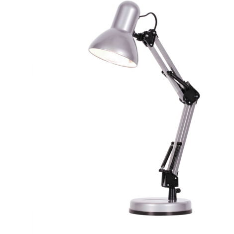Kaja COSMO K-MT-COSMO Silver/Chrome Metal Adjustable Desk Lamp, 55cm Study & Reading Task Light with 3-Point Arm, E27 Bulb Socket, Max 60W, IP20 Indoor, Home Office