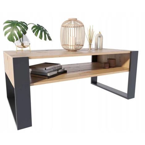 Kaja Couchtisch 120x60 Artisan Eiche/Schwarz Couchtisch für das Wohnzimmer MK Zimmer