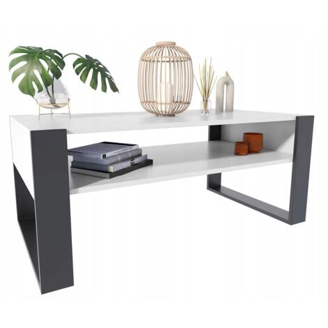 Kaja Couchtisch 120x60 weiß/schwarz Couchtisch für das Wohnzimmer MK Zimmer