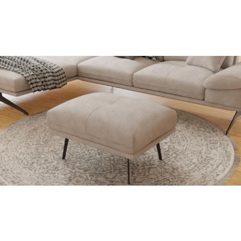Kaja - Modernes Hocker mit Hohe schwarze Metall Füße in Beige Samt-Stoff