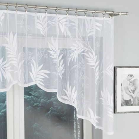 KAJA - Rideau jacquard prêt à poser avec découpe en bas - 250x100 cm - blanc