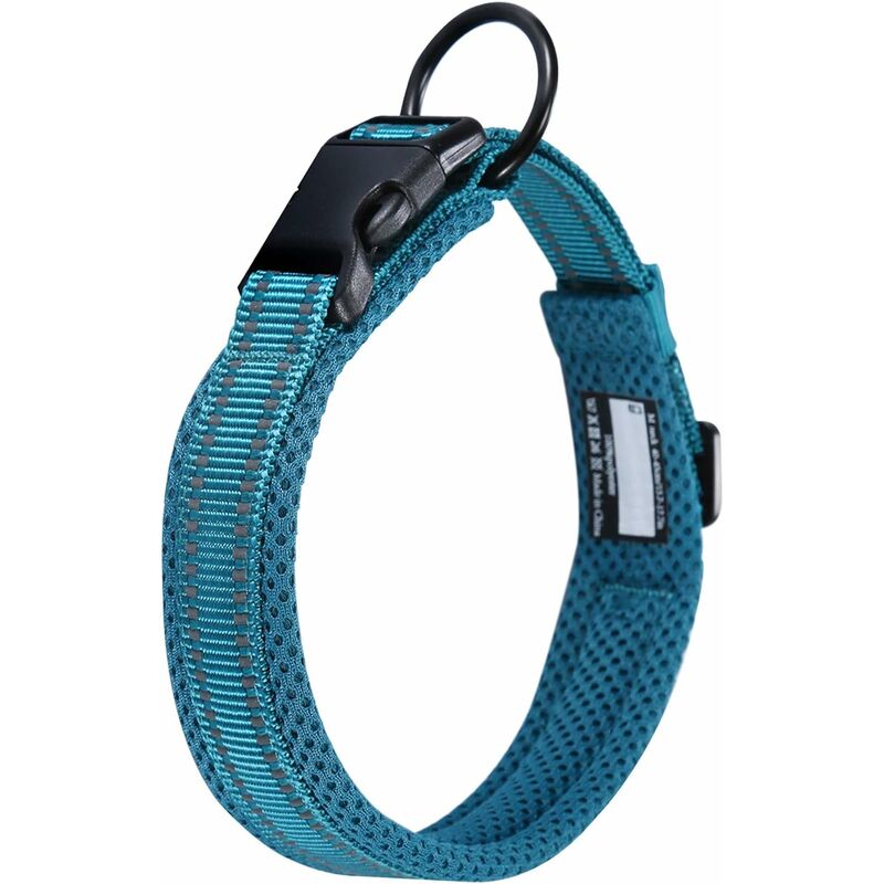 

Abcrital - Kaka mall - Collar clásico acolchado resistente para perros para perros pequeños o grandes con banda reflectante (azul XS)